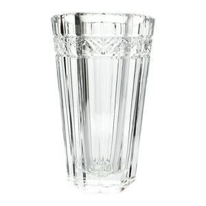 1990s Rogaska Hexagonal Heavy Vertical Cut Crystal Table Vase 8 1/4” Signed